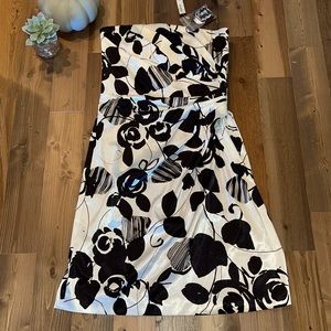 Strapless WHBM Dress size 10•black and white cocktail dress•party dress•NEW